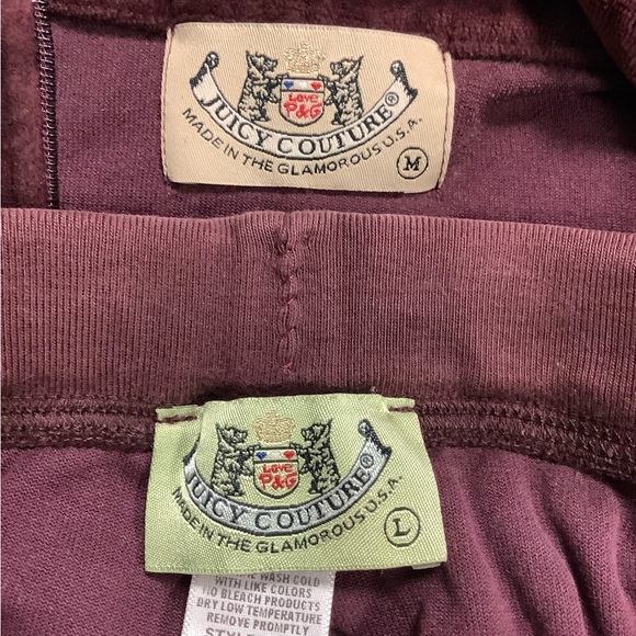 Juicy Couture Maroon Wine Velour Tracksuit - Picture 12 of 14